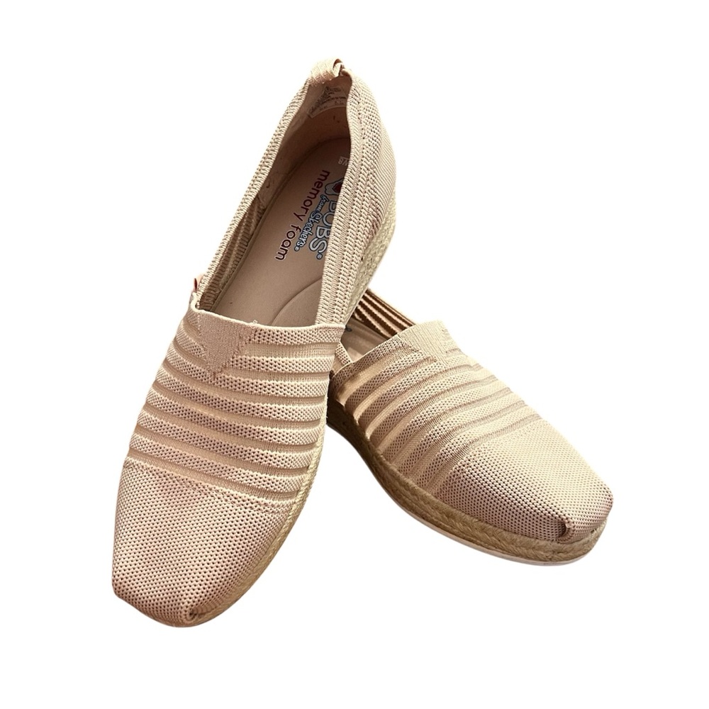 BOBS by Skechers Blush Pink Wedges Women’s Size 8 Memory Foam Slip On Shoes